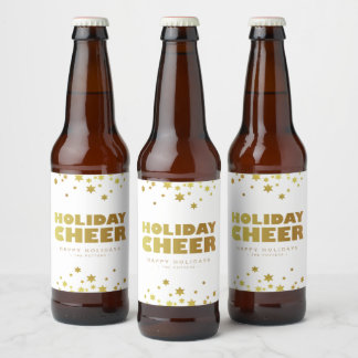 Vakantie proost | Fun Christmas Wit & Goud Bier Etiket