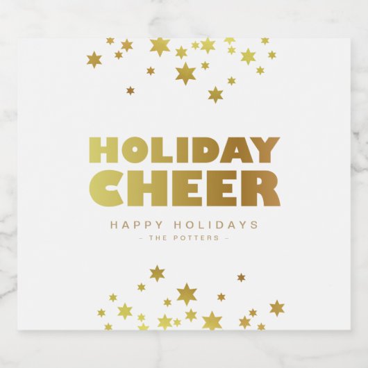 Vakantie proost | Fun Christmas Wit & Goud Bier Etiket (Enkel label)