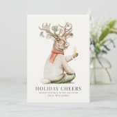 Vakantie Proost Grappige rendieren Ornamenten Kers Feestdagenkaart (Staand voorkant)