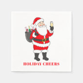 Vakantie Proost Kerstman Champagne Servet (Voorkant)