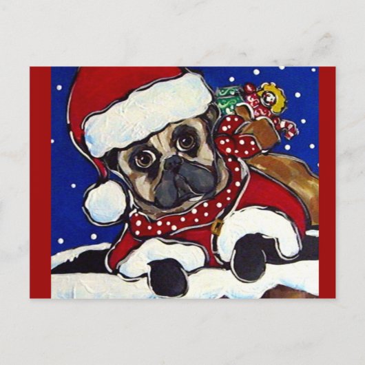 Vakantie Pug Feestdagenkaart (Voorkant)