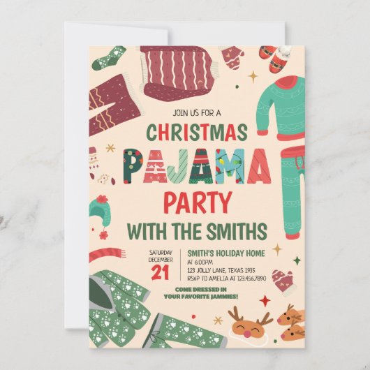 Vakantie pyjama slumber kerstfeest kaart (Voorkant)