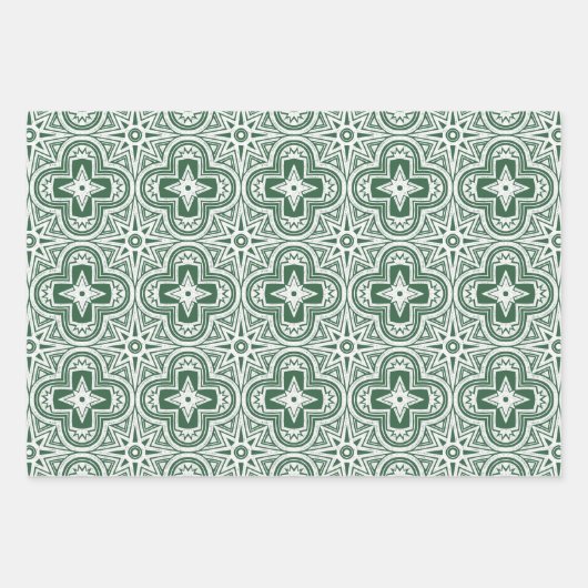 Vakantie Quatrefoil in rood, groen en zwart Inpakpapier Vel (Voorkant 3)