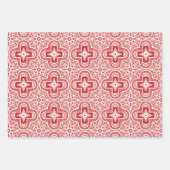 Vakantie Quatrefoil in rood, groen en zwart Inpakpapier Vel (Voorkant 2)