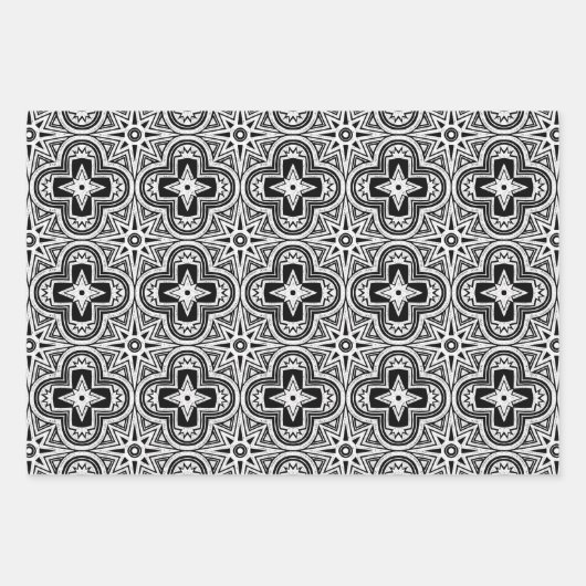 Vakantie Quatrefoil in rood, groen en zwart Inpakpapier Vel (Voorkant)