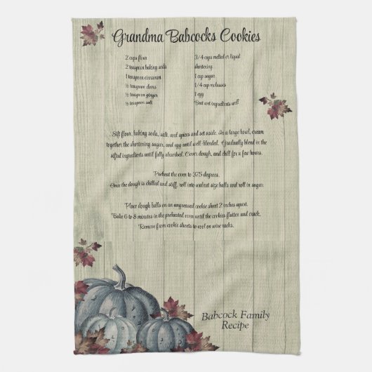 Vakantie recept Keepsake Blue Pumpkin boerderij Theedoek (Verticaal)