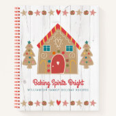 Vakantie Recept Kookboek Gingerbread Rustic Wood Notitieboek (Voorkant)