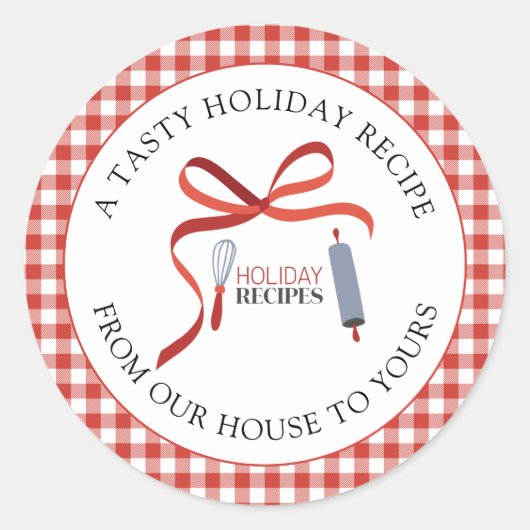Vakantie Recepten Kerst Kaart Envelope Seal Ronde Sticker (Voorkant)