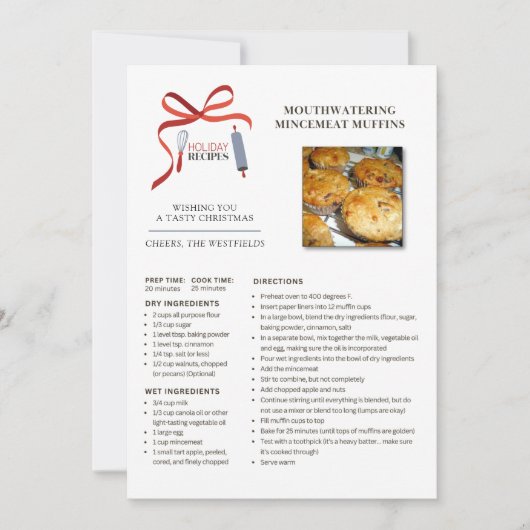 Vakantie recepten Mincemeat Muffins Kerst Kaart (Voorkant)