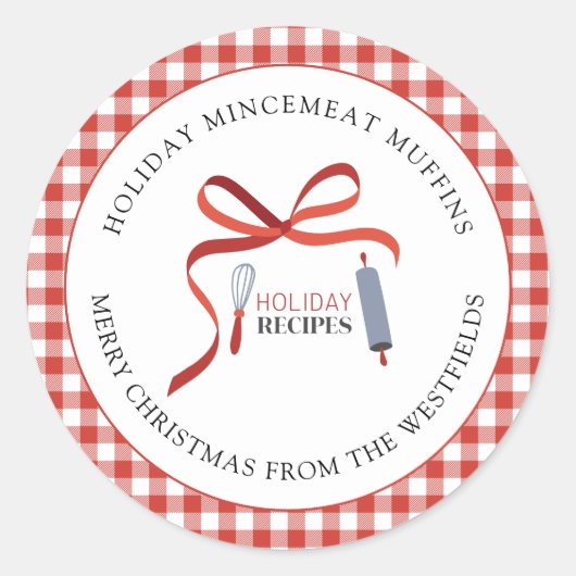 Vakantie Recepten Zelfgemaakte Voedsel Gift Label (Voorkant)