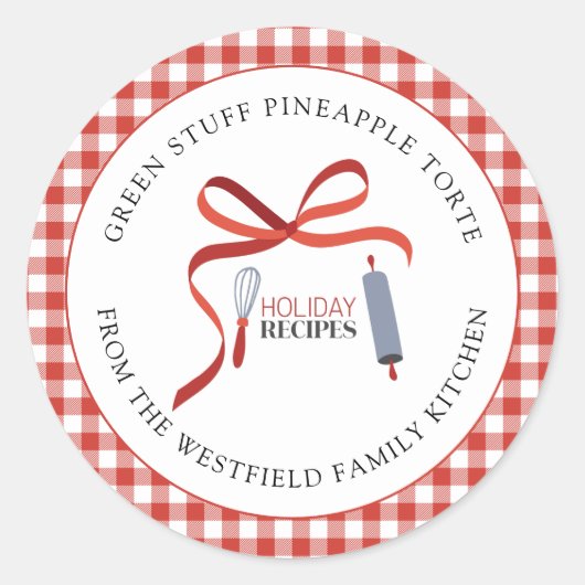 Vakantie Recepten Zelfgemaakte Voedsel Gift Label (Voorkant)