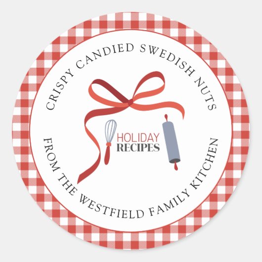 Vakantie Recepten Zelfgemaakte Voedsel Gift Label (Voorkant)