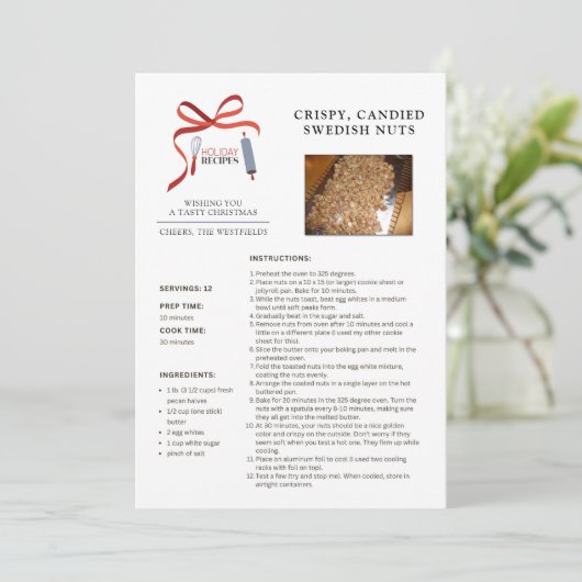 Vakantie Recepten Zweeds Noten Kerst Kaart (Staand voorkant)