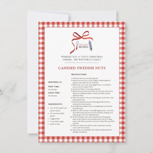 Vakantie Recepten Zweeds Noten Kerst Kaart (Voorkant)
