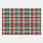 Vakantie Red Cream Green Plaid Stripes Inpakpapier Vel (Voorkant 3)