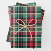 Vakantie Red Cream Green Plaid Stripes Inpakpapier Vel (In situ)