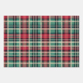 Vakantie Red Cream Green Plaid Stripes Inpakpapier Vel (Voorkant)