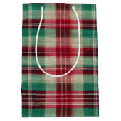 Vakantie Red Cream Green Plaid Stripes Medium Cadeauzakje (Voorkant)