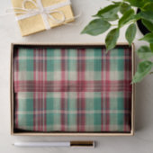 Vakantie Red Cream Green Plaid Stripes Tissuepapier (Geschenk)