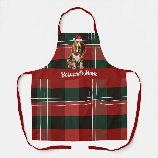 Vakantie Red Green Plaid Basset Hound Dog Christma Schort (Voorkant)