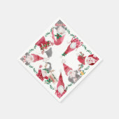 Vakantie Red Grey Gnomes Christmas Party Waterverf Servet (Hoek)