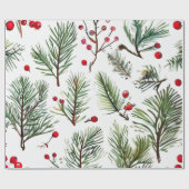 Vakantie Red Pine & Berries Design Cadeaupapier (Vlak)