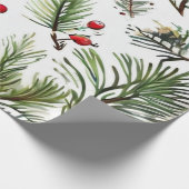 Vakantie Red Pine & Berries Design Cadeaupapier (Hoek)
