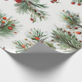 Vakantie Red Pine & Berries Design Cadeaupapier (Hoek)