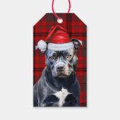 Vakantie Red Plaid Bluenose Pit Hondenliefhebber K Cadeaulabel (Voorkant)