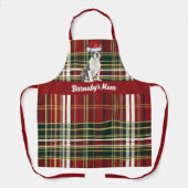 Vakantie Red Plaid Boston Terrier Hond Kerstmis Schort (Voorkant)