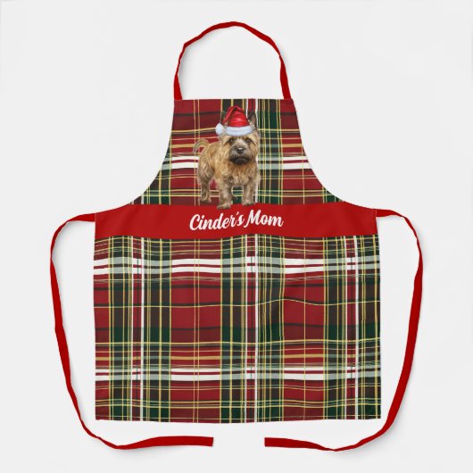 Vakantie Red Plaid Cairn Terrier Hond Kerstmis Schort (Voorkant)
