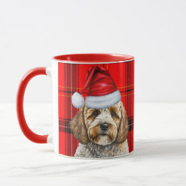 Vakantie Red Plaid Cockapoo Kerstman Hond Mok