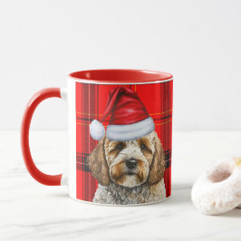 Vakantie Red Plaid Cockapoo Kerstman Hond Mok