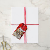 Vakantie Red Plaid Cockapoo Santa Dog Kerstmis Cadeaulabel (Met Touw)