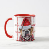 Vakantie Red Plaid en Bulldog in een Pet Kerst Mok (Links)