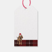 Vakantie Red Plaid met een Bloedhond Kerstmis Cadeaulabel (Achterkant)