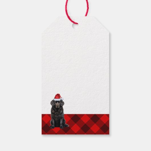 Vakantie Red Plaid Newfoundland Hondenliefhebber K Cadeaulabel (Achterkant)