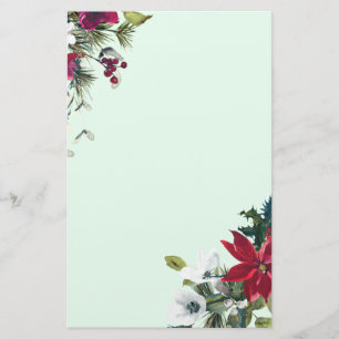 Vakantie Red Poinsettia en Evergreen Briefpapier