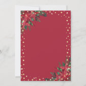 Vakantie Red Poinsettia Gold Glitter Wedding Kaart (Achterkant)