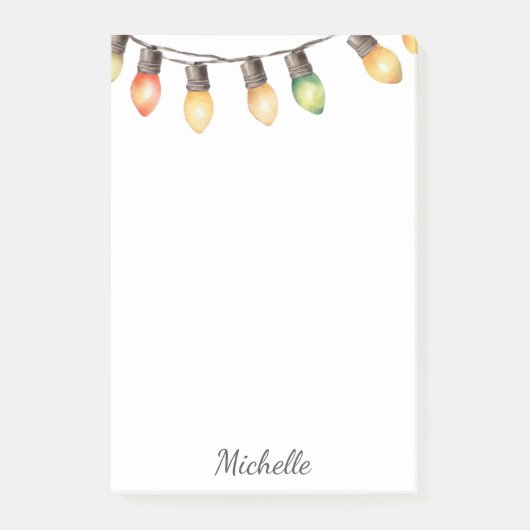Vakantie Regenboog Kerstverlichting Gepersonalisee Post-it® Notes (Voorkant)