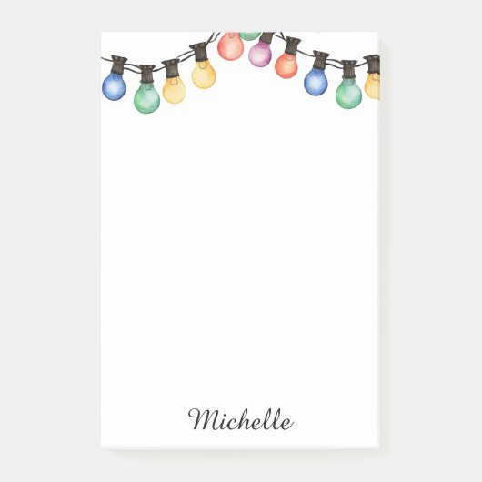 Vakantie Regenboog Kerstverlichting Gepersonalisee Post-it® Notes (Voorkant)