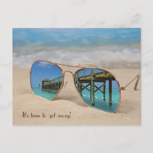 Vakantie reis zonnebril reflectie briefkaart (Voorkant)