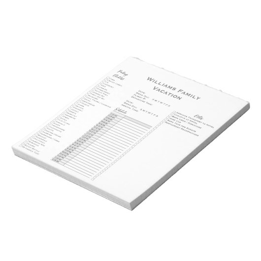 Vakantie Reizen Check List Planning Planner Notitieblok (Linkerzijde)