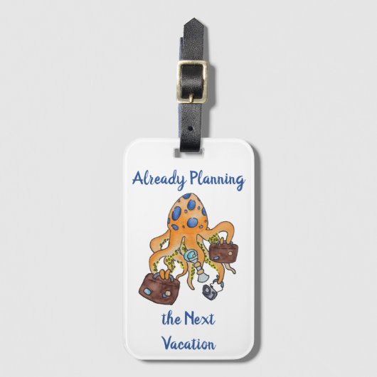 Vakantie Reizen Strand Hand-getrokken Octopus Bagagelabel (Voorkant (verticaal))
