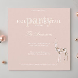 Vakantie Rendier Roze Kerstcocktail Party Kaart