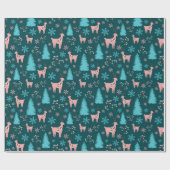 Vakantie Rendier Snowflakes Berry Branch Pine Tree Cadeaupapier (Vlak)