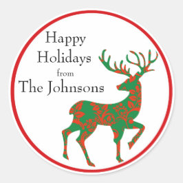 Vakantie rendieren gepersonaliseerd ronde sticker