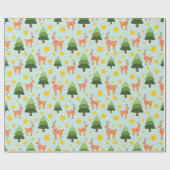 Vakantie Rendieren Kerstboom en sterren Naadloos Cadeaupapier (Vlak)