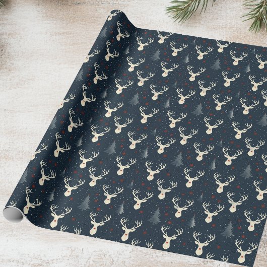 Vakantie rendieren, kerstboom, sneeuwvlok cadeaupapier