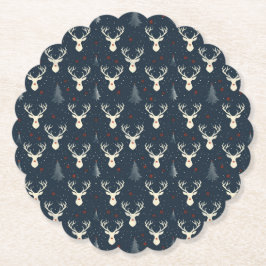 Vakantie rendieren, kerstboom, sneeuwvlok kartonnen onderzetters